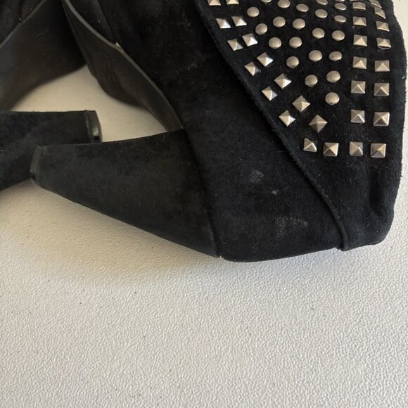 Kenneth Cole Reaction Open Toe Booties Studded Women 8 Black Leather Upper - Picture 6 of 10